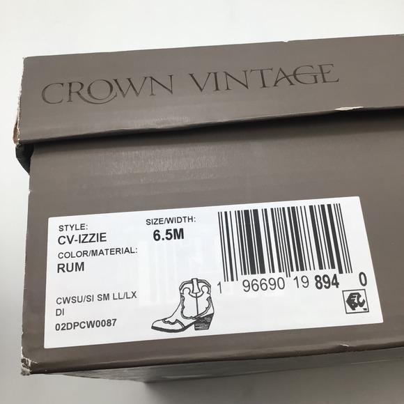 Crown Vintage CV-IZZIE Women Rum Leather Suede Western Ankle Boots Size 6.5M NEW - Picture 6 of 6